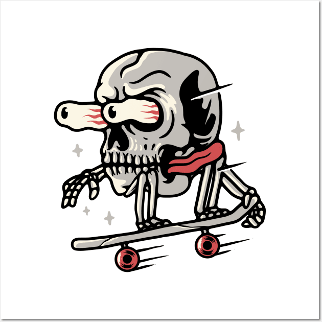 Skull Skateboarding Wall Art by quilimo